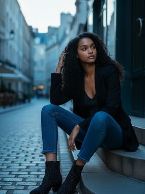 Crown Vintage Black Rhinestone Western style Microsuede Ankle Bootie 9.5